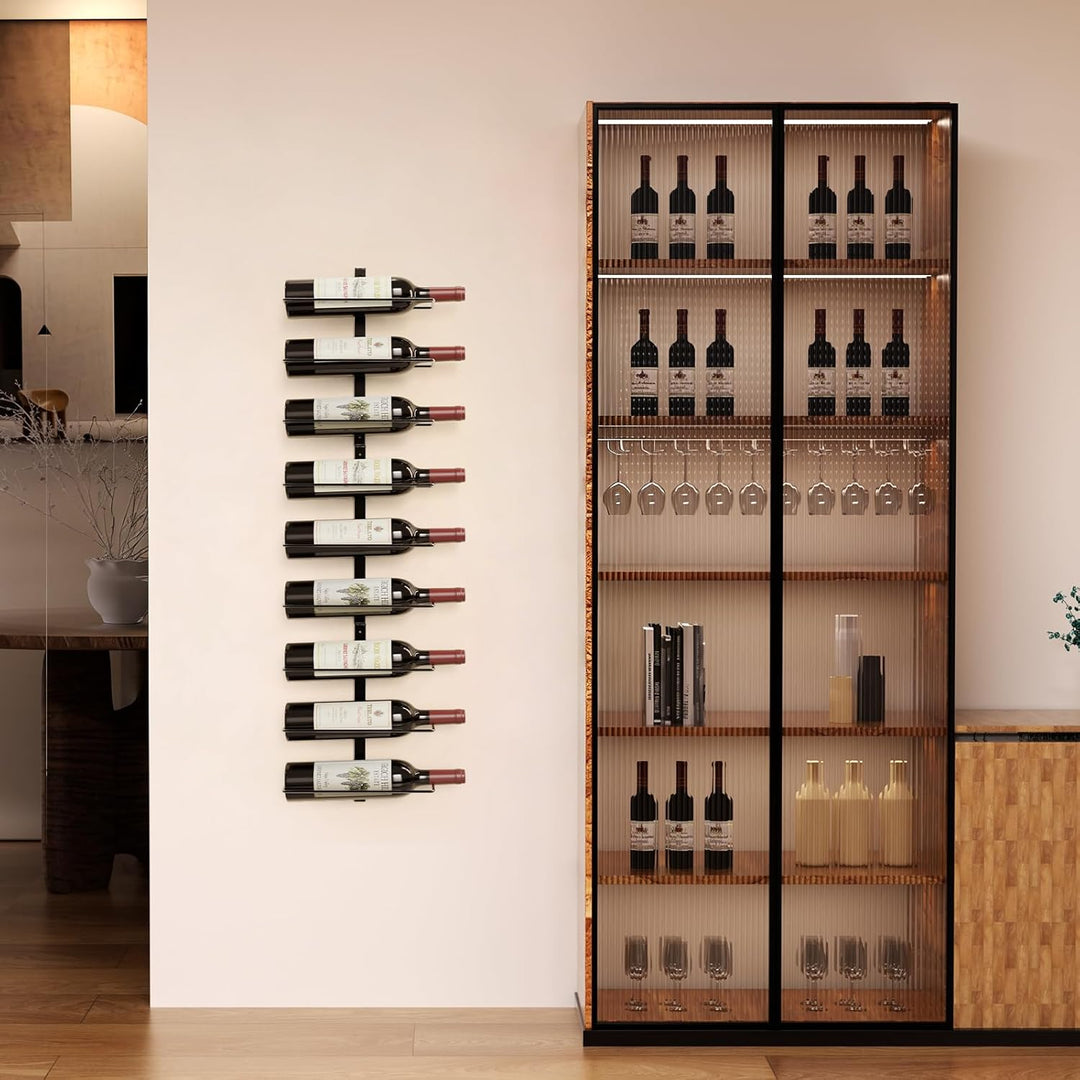 TJ.MOREE Wandmontiertes Weinregal für 9 Flaschen, robuste Metallhalterung für Wein, Champagner und S