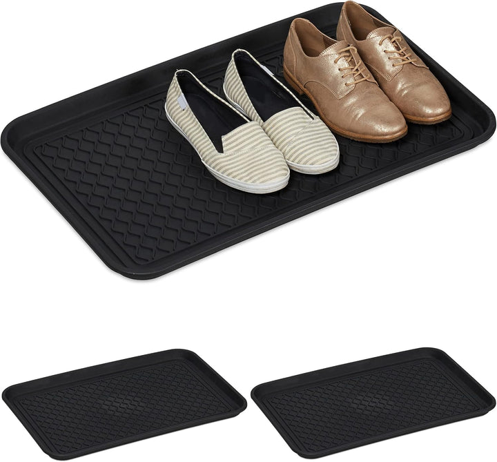 Relaxdays Schuhabtropfschale XL, 3er Set, Unterlage für nasse Schuhe, 60 x 40 cm, grosse Schuhablage