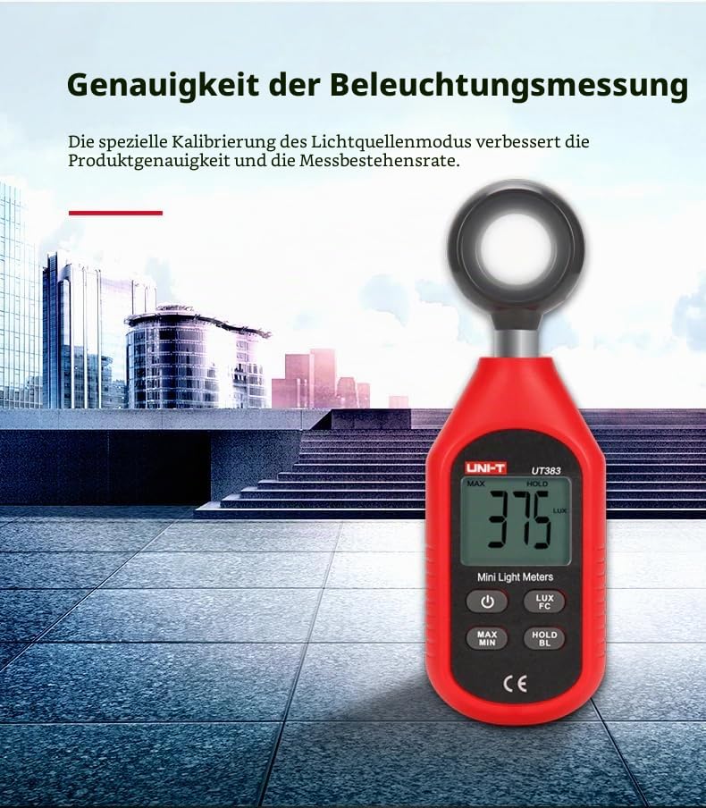 UNI-T Uni-trend UT383BT : Mini Light Meters with Certificates: CE, UKCA 200,000 LUX Digital Luxmeter