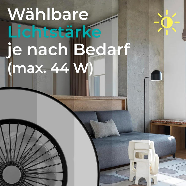 Noaton® Vega 11056BR Deckenventilator mit Beleuchtung, LED Dimmbar max 44 W, 3 Farbtemperaturen, Fer