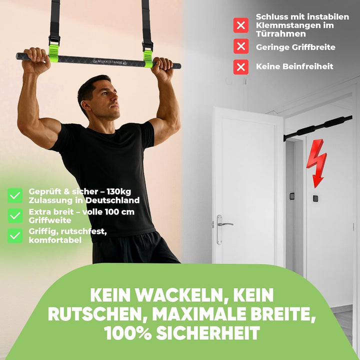 Klimmzugstange Decke, abnehmbar, höhenverstellbar, griffig, platzsparend, verstaubar, zum Aufhängen,
