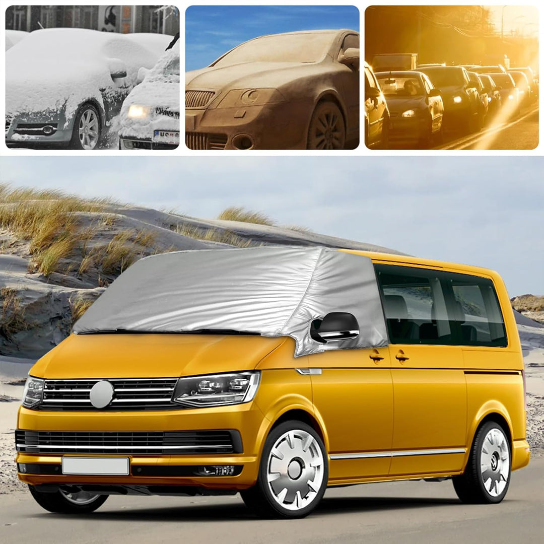 Opaltool Externe Thermo Scheibenabdeckung passend für VW Transporter T6, Luxus Silber Wrap Windschut