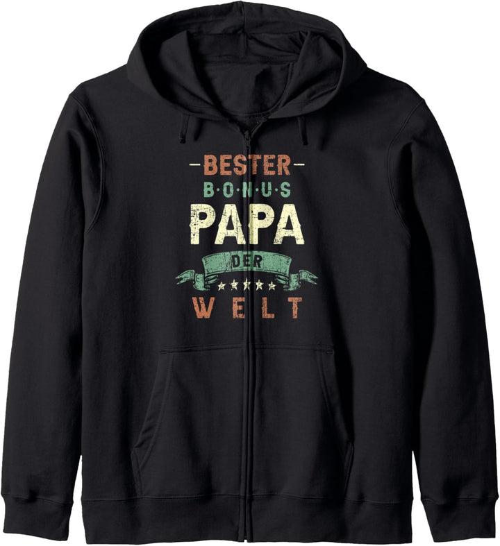 Bester Bonus Papa der Welt, Stiefvater, Retro-Vintage-Look Kapuzenjacke