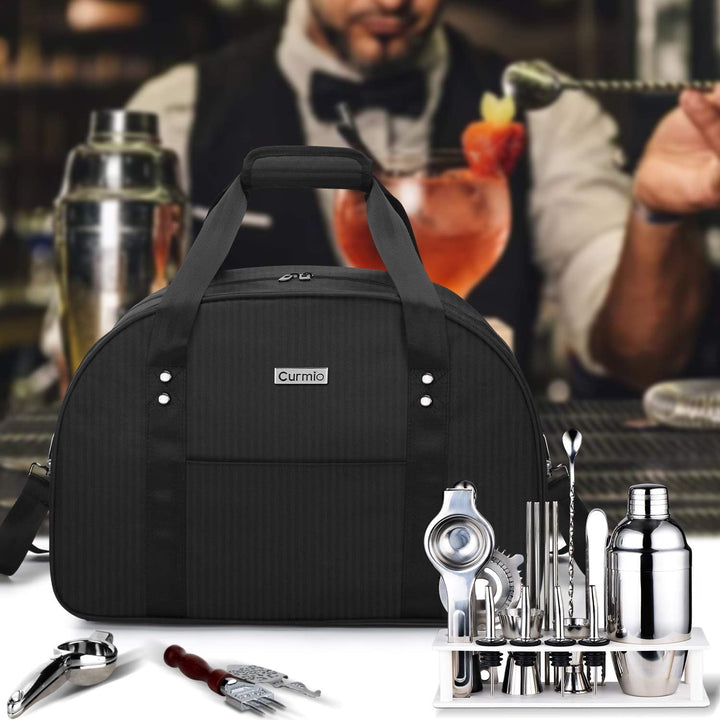 CURMIO Cocktail Sets Aufbewahrungstasche, Barkeeper Tasche, Tragbare Reisetasche für Cocktailmixer S