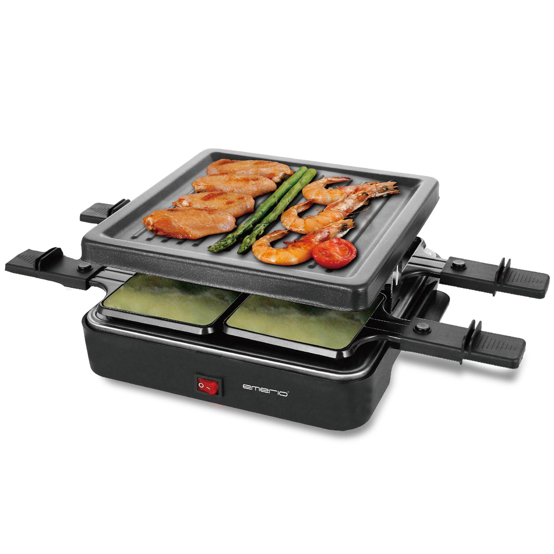 Emerio Raclettegrill,4 Pfannen,Grillplatte antihaft (RG-120656)