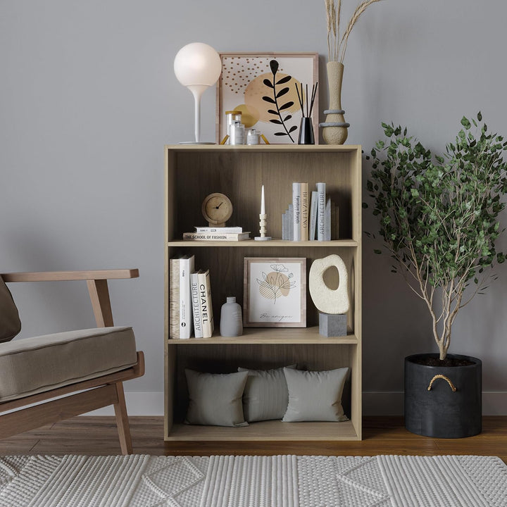 URBNLIVING Oslo Bücherregal, 3 Etagen, Holz, breit, Eiche, Eiche