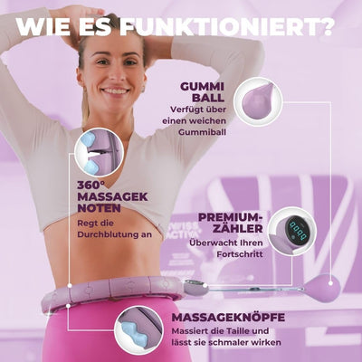 Swiss Activa+ Smart Hula Hoop Reifen Erwachsene mit Gewicht und Noppen - Hula Hoop mit Gewicht Kugel