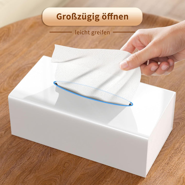 AITEE Acryl Kosmetiktücherbox: 25×13×9 cm Weiss Tücherbox mit Magnetabdeckung für Esszimmer Badezimm