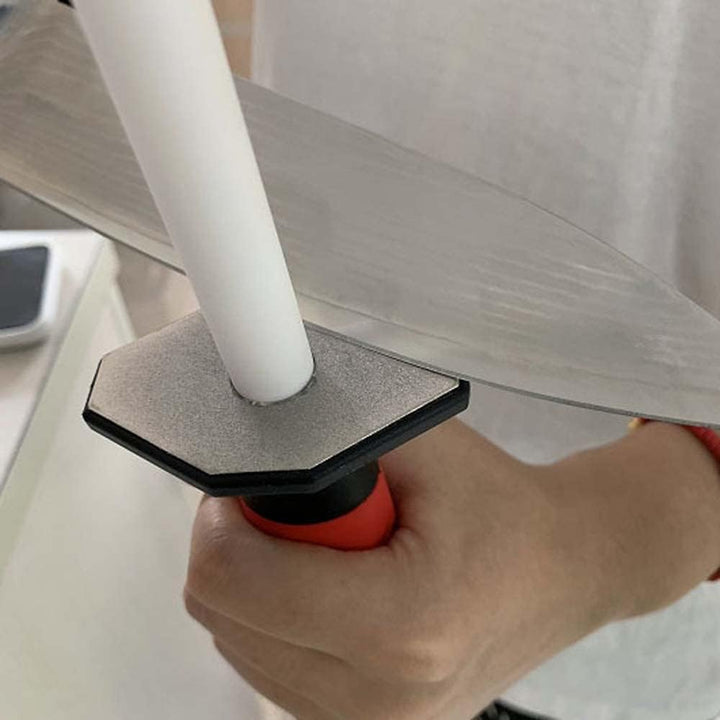 RGBS Messerschärfer, 25,4 cm Keramik-Schleifstab mit Diamantstein, Rot, für Zuhause, Küche, Messer,