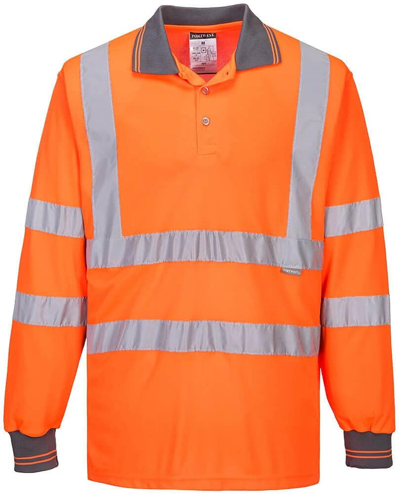 PORTWEST Polo HV Manches Longues Orange 5XL - Vêtements haute visibilité 5XL Orange, 5XL Orange