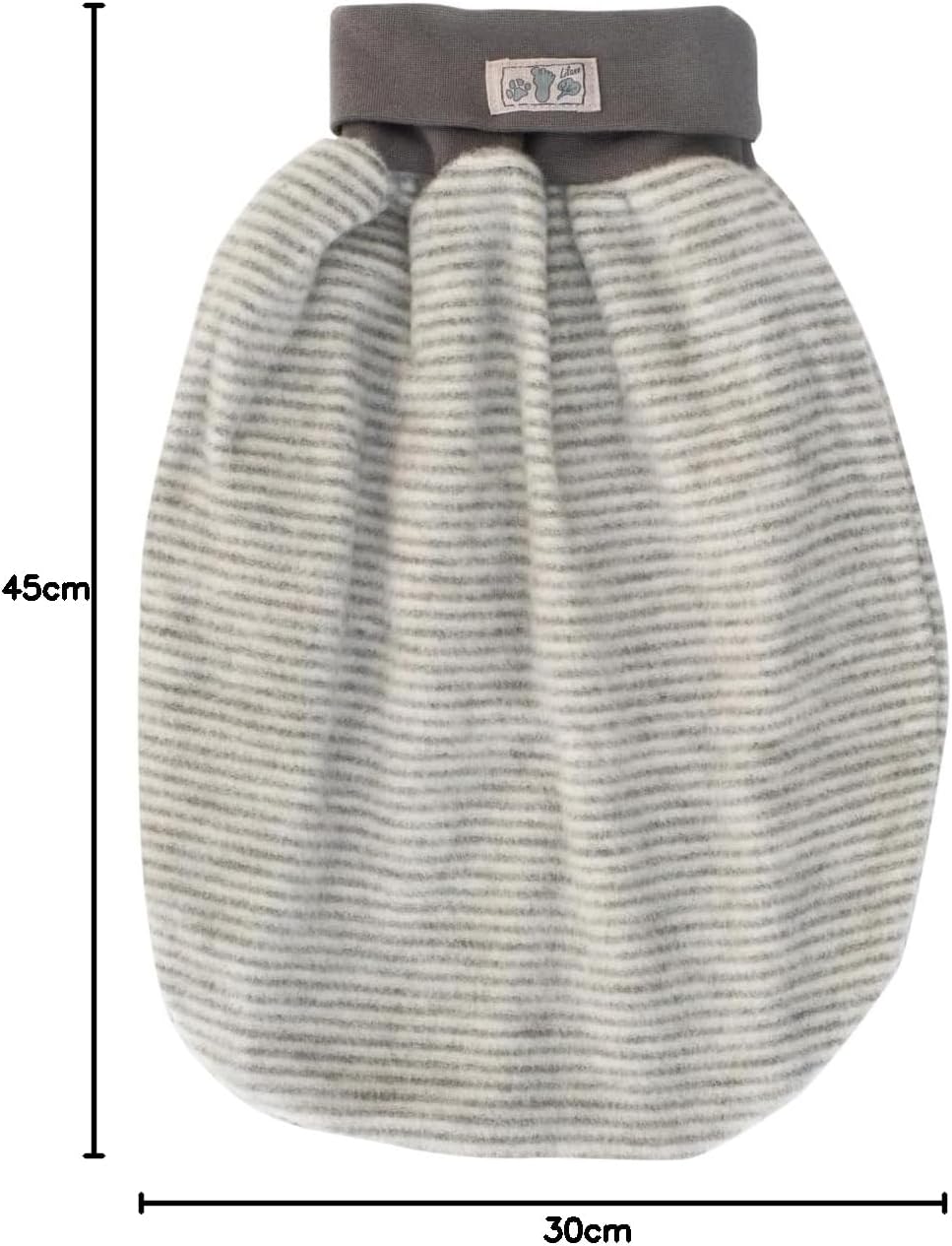 Lilano Wickelsack aus Schurwolle, Gestreift Orange, Pucksack für Babys, 80x90 cm, Wärmend (Grau/Natu