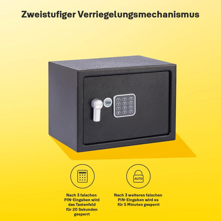 Yale Elektronischer Tresor - Medium - YSV/250/DB2 - Standardsicherheit - Schwarz Black Medium New Ve