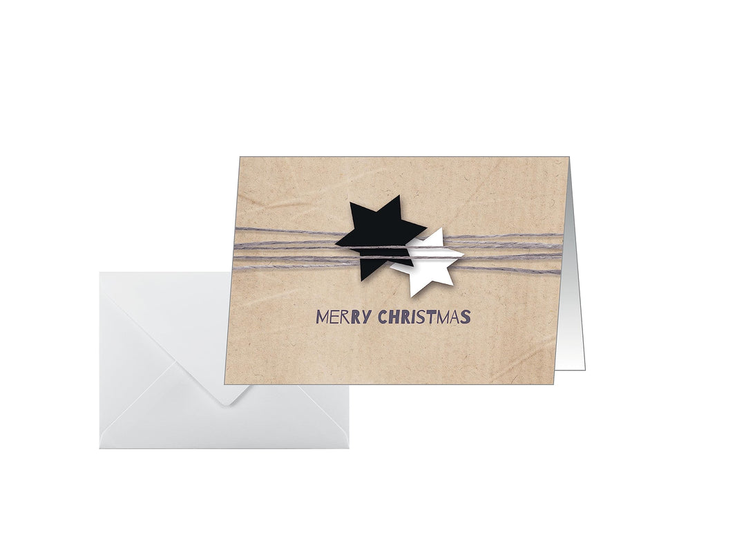 SIGEL DS079 Weihnachts-Karten Set mit Umschlag | Kraftpapier-Optik | A6 | 25 Stück "Christmas Wrappi