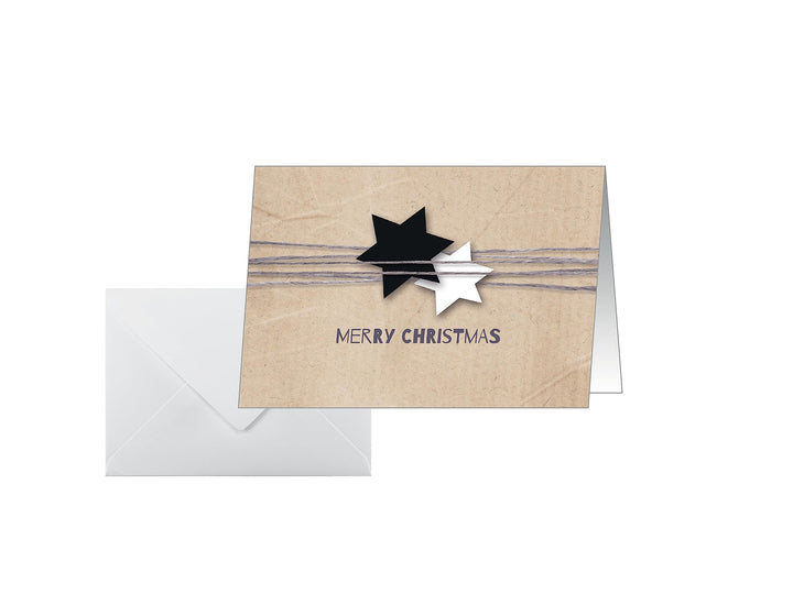 SIGEL DS079 Weihnachts-Karten Set mit Umschlag | Kraftpapier-Optik | A6 | 25 Stück "Christmas Wrappi