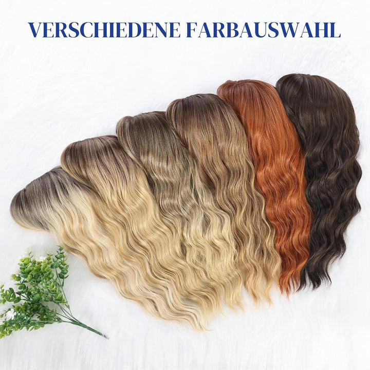 HAIRCUBE Damen Perücke,Ombre Blonde Perücke Lange Lockige Mit Pony Für Frauen,Natürliche Synthetisch