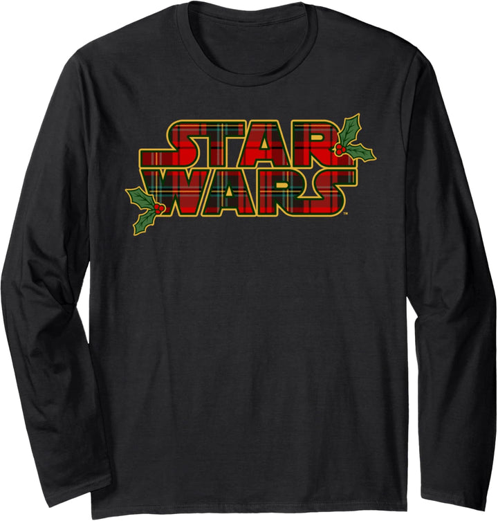 Star Wars Christmas Plaid Holly Logo Langarmshirt