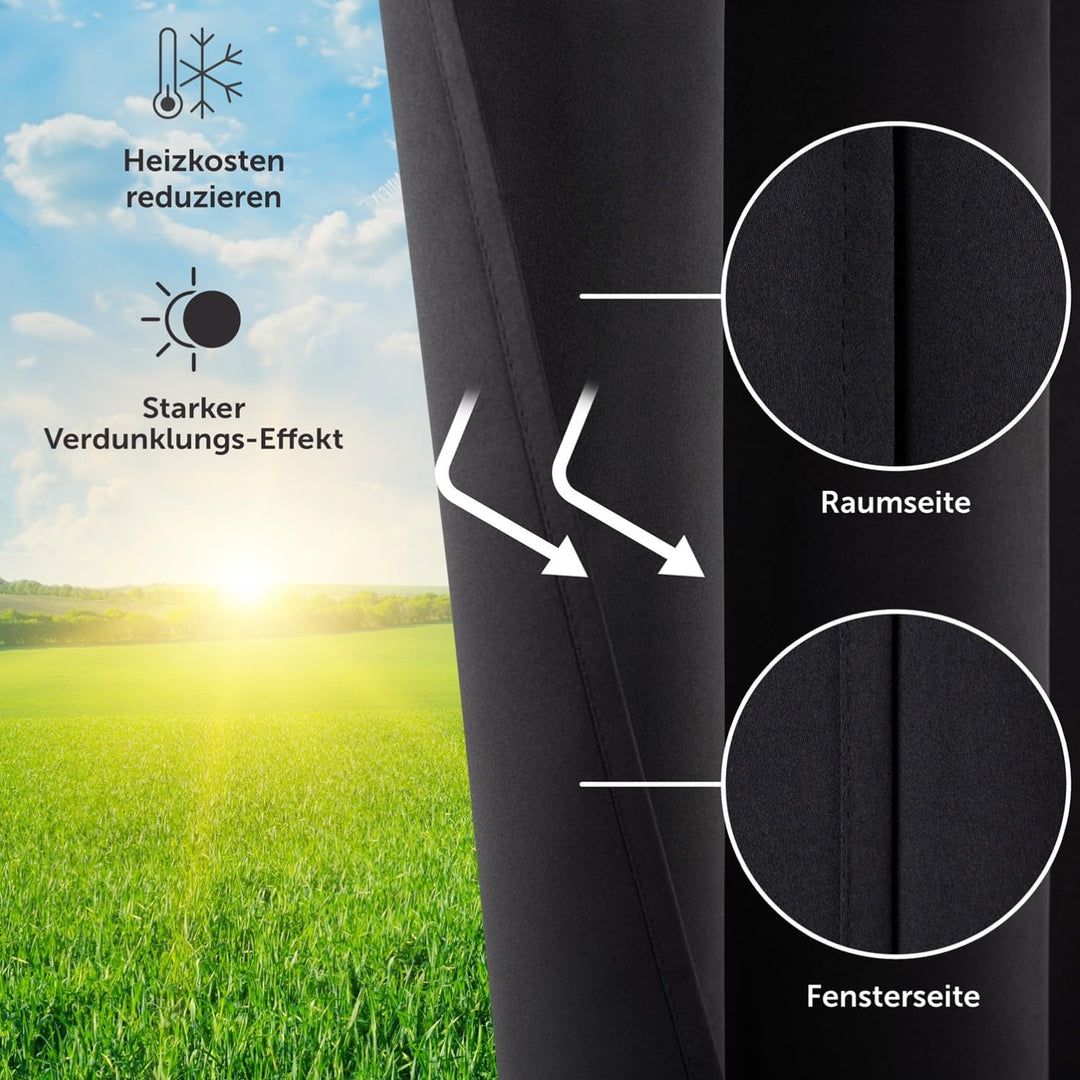 Blumtal 2er-Set Gardinen Verdunklungsvorhänge Blickdicht - Elegante Wärmeisolierende Vorhänge mit Ös
