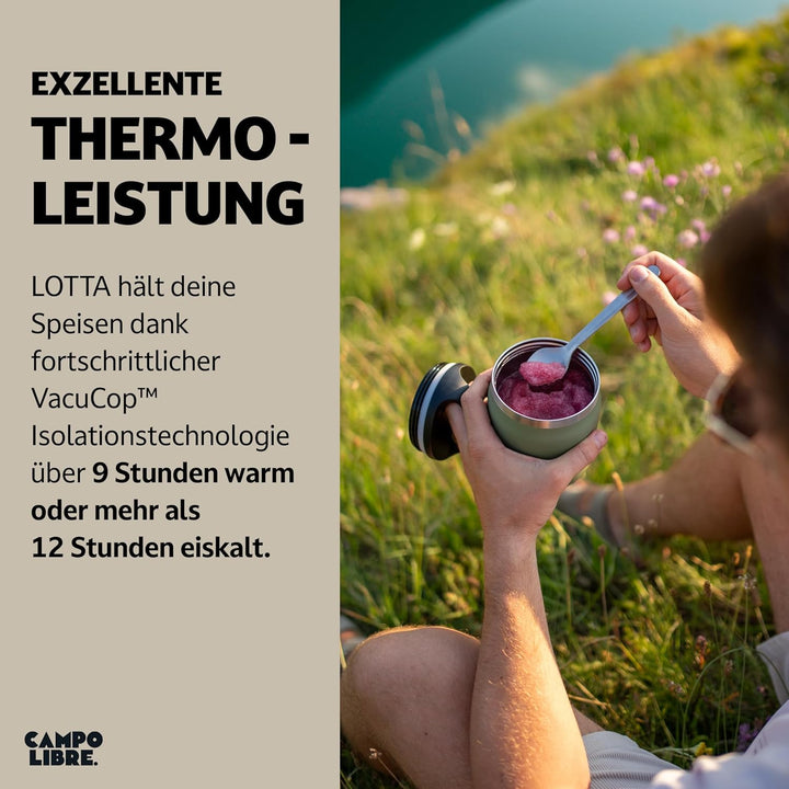 Campo Libre.® Lotta, Thermobehälter für Essen, Edelstahl Thermobecher Essen mit Löffel, Warmhaltebeh