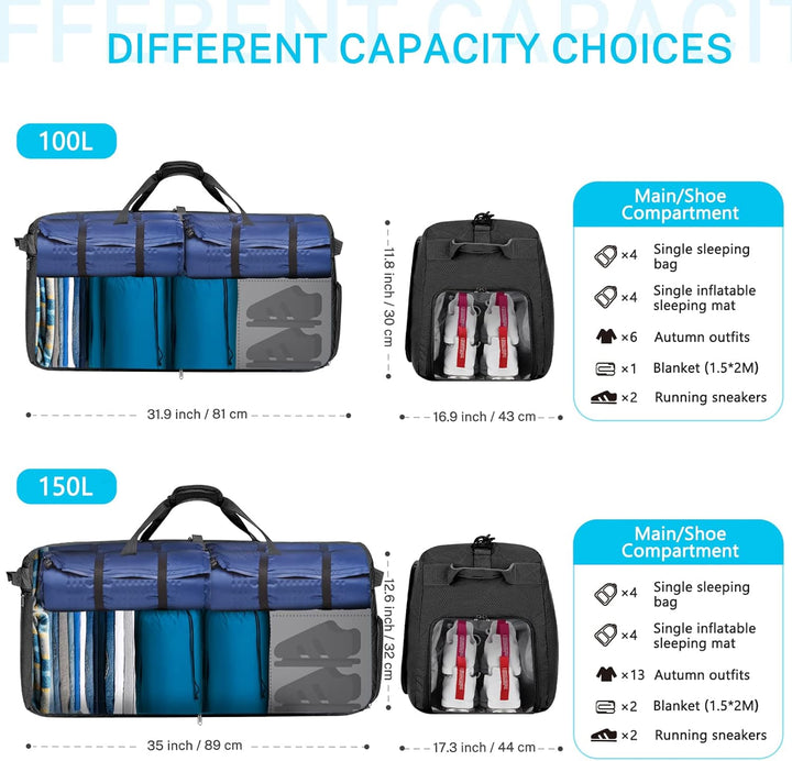 Gonex Faltbares Reisegepäck Leicht 40/60/80/100/150L Grosse Reisetasche Sporttasche für Reise Gym Ur