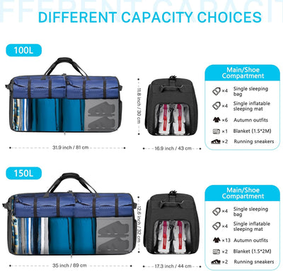 Gonex Faltbares Reisegepäck Leicht 40/60/80/100/150L Grosse Reisetasche Sporttasche für Reise Gym Ur