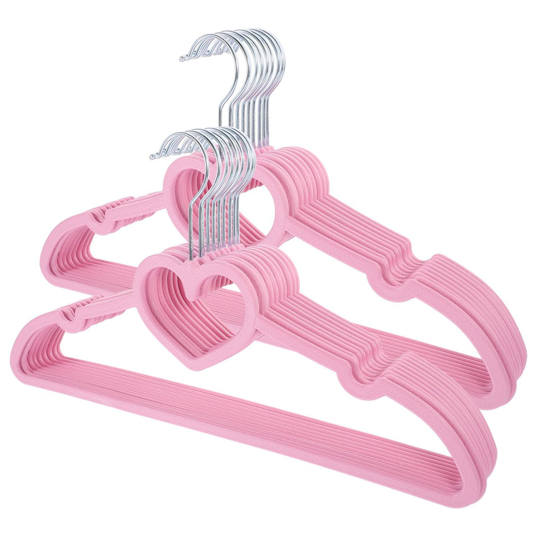 IMIKEYA Kleiderbügel Kunststoff 20er Set - rutschfeste Herz Kleiderbügel Rosa 40cm Stabil Platzspare