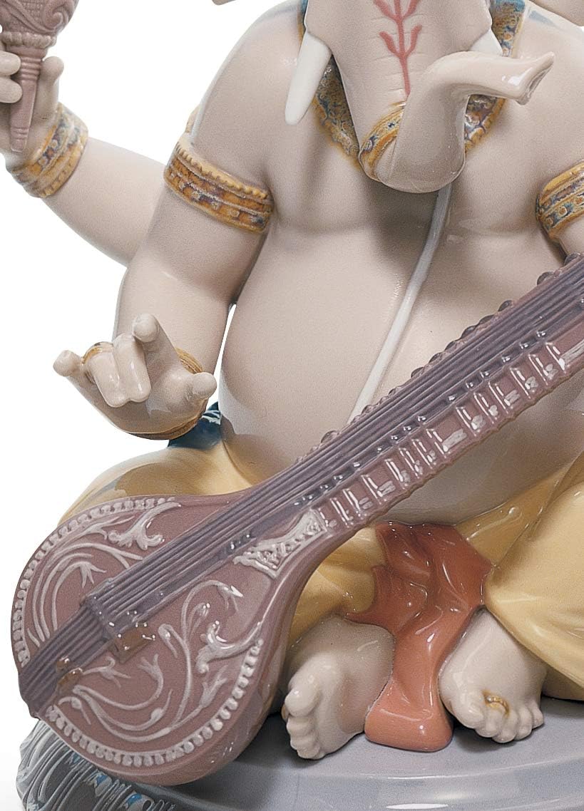 LLADRÓ Figur Veena Ganesha. Ganesha. Porzellan.