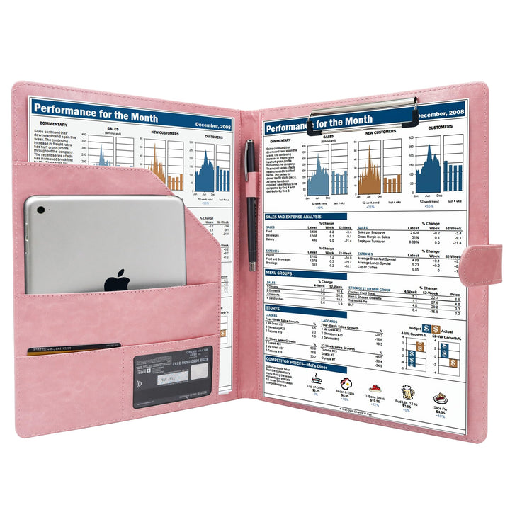 GraduatePro Schreibmappe A4 Klemmbrett Mappe mit Magnetischer Verschluss, organizer büro mappe, Rosa