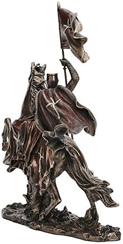 Veronese Design Mittelalterlicher Kreuzritter in Rüstung auf Pferd, Tischstatue