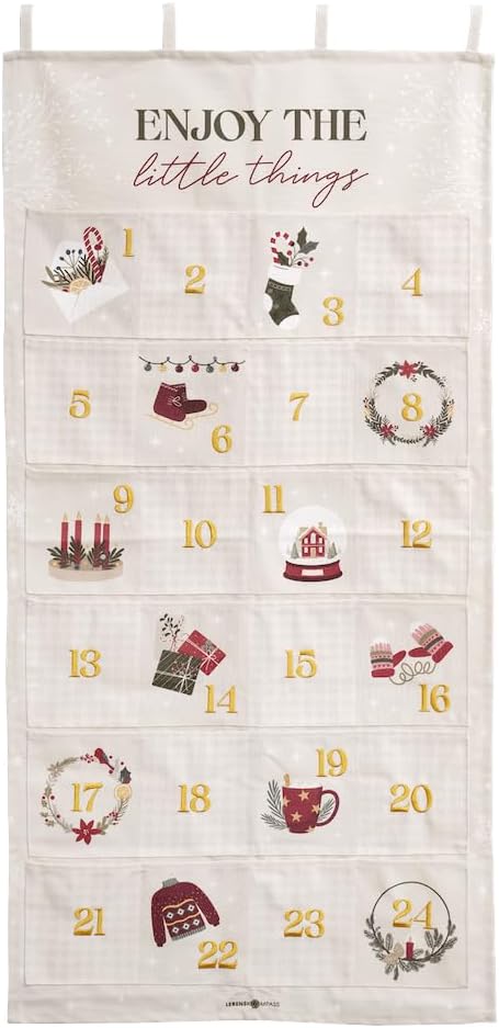 Lebenskompass® Adventskalender zum Befüllen aus Stoff für Kinder - Wandteppich mit 24 Taschen - Stof