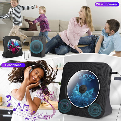 Desktop-CD-Player mit Bluetooth-Sender, tragbarer CD-Player mit Lautsprechern & Timer, Radio-CD-Play