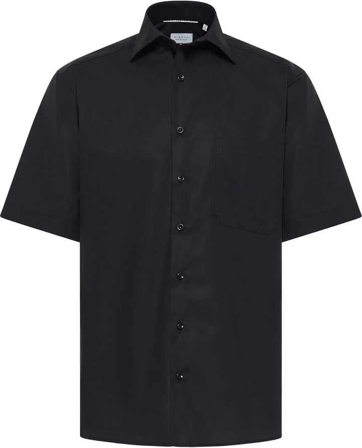 ETERNA Langarm Hemd COMFORT FIT Pinpoint unifarben mit Classic Kent Kragen 39 Schwarz (39), 39 Schwa