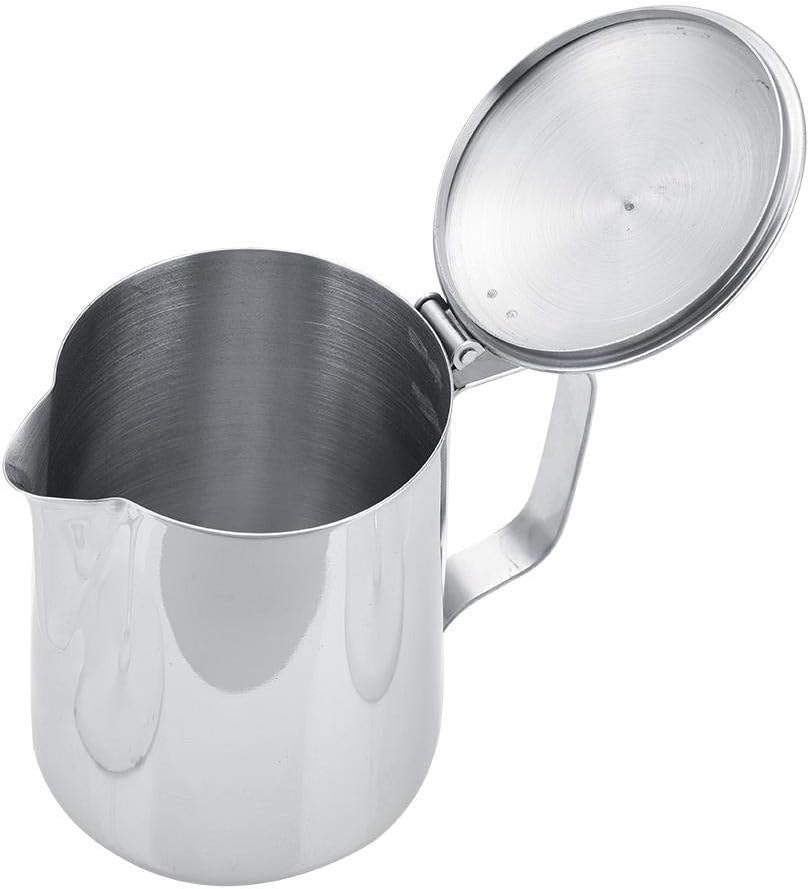 Eboxer Edelstahl Kaffeetasse Becher Milch Aufschäumen Kanne mit Deckel für Latte Coffee Art. für Caf