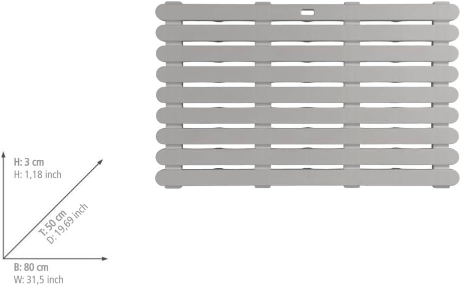 WENKO Baderost Indoor & Outdoor, Rutschhemmender Bodenrost, Für Bad, Poolbereich, Kunststoff, 80 x 5