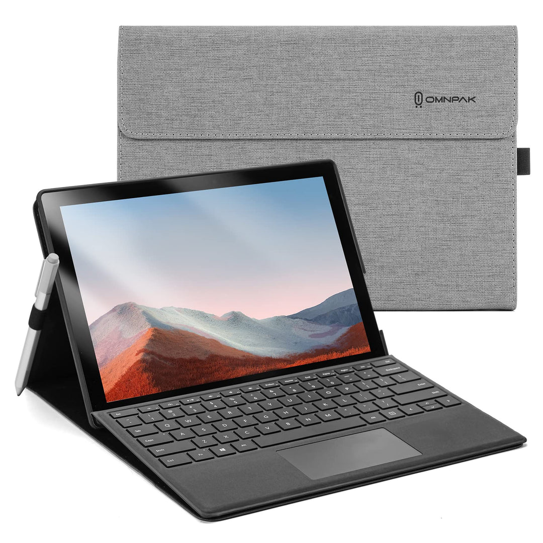 Omnpak Hülle für Microsoft Surface pro 7+/ 7/6 /5/4, Anpassbarer Betrachtungswinkel, Kompatibel mit
