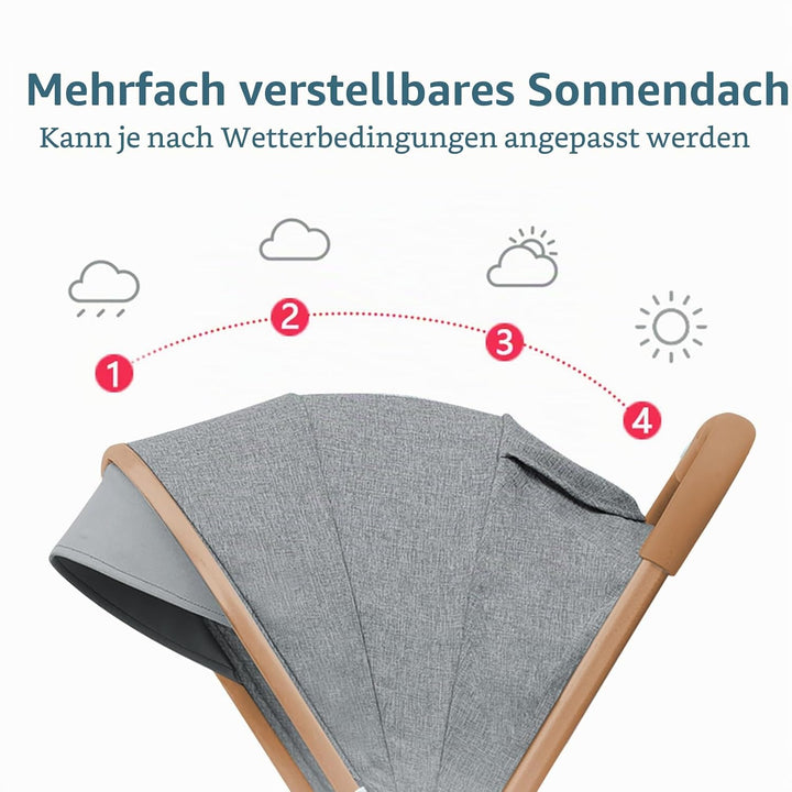 OHMG Kinderwagen, 25 kg, 0-4 Jahre, faltbar, Liegeposition, Arand-Korb, Schnellfaltsystem, Moskitone