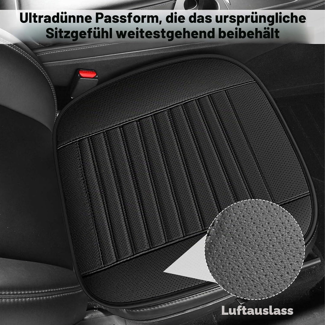 Naapesi 2 Stück Sitzkissen Auto 49x47cm, Atmungsaktiv Auto Sitzauflagen aus Leder &amp; Baumwolle, Autos