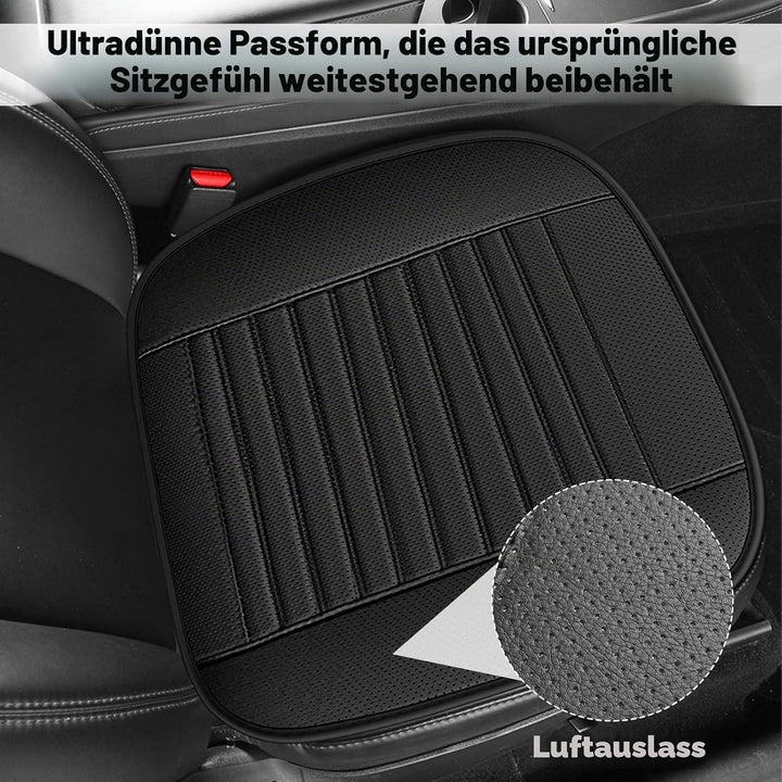 Naapesi 2 Stück Sitzkissen Auto 49x47cm, Atmungsaktiv Auto Sitzauflagen aus Leder &amp; Baumwolle, Autos