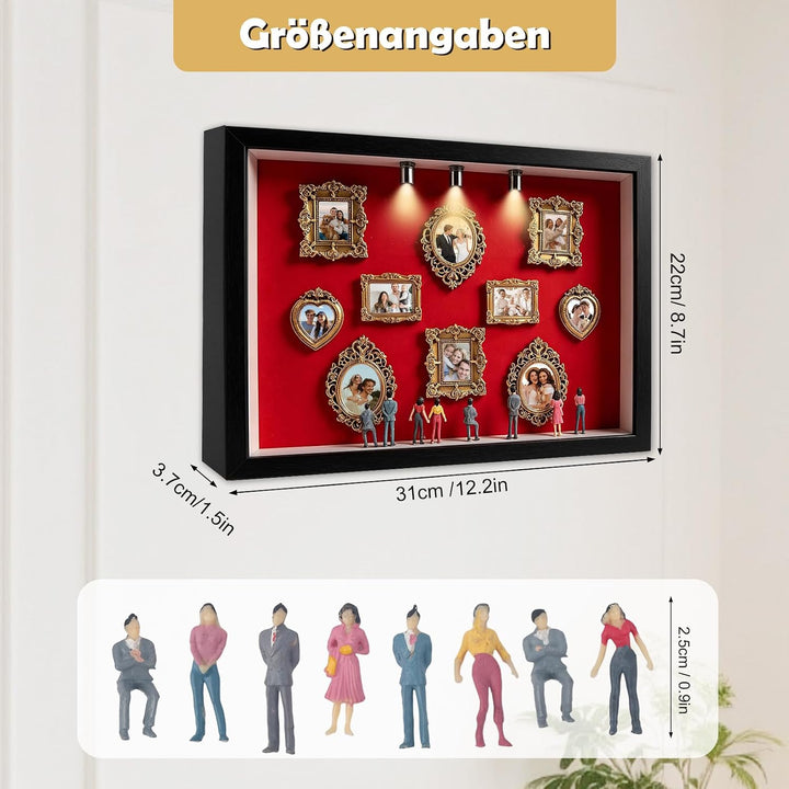 Kitimi Mini Museum Bilderrahmen, DIY Mini Museum Silhouette Box mit LED Licht, DIY Fotospeicher Bild