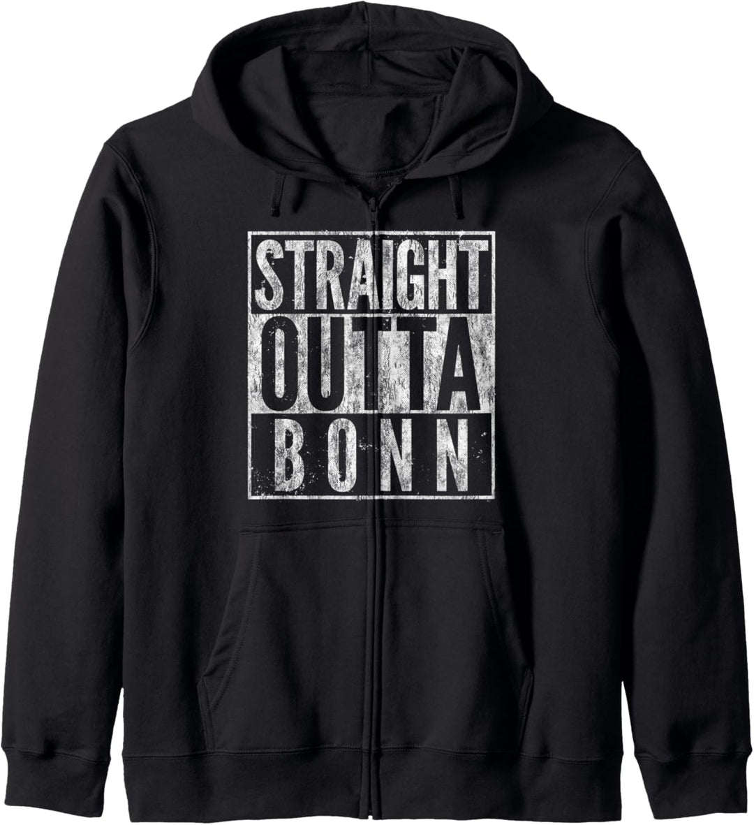 Straight Outta Bonn Vintage Distressed Hip-Hop-Stil Kapuzenjacke