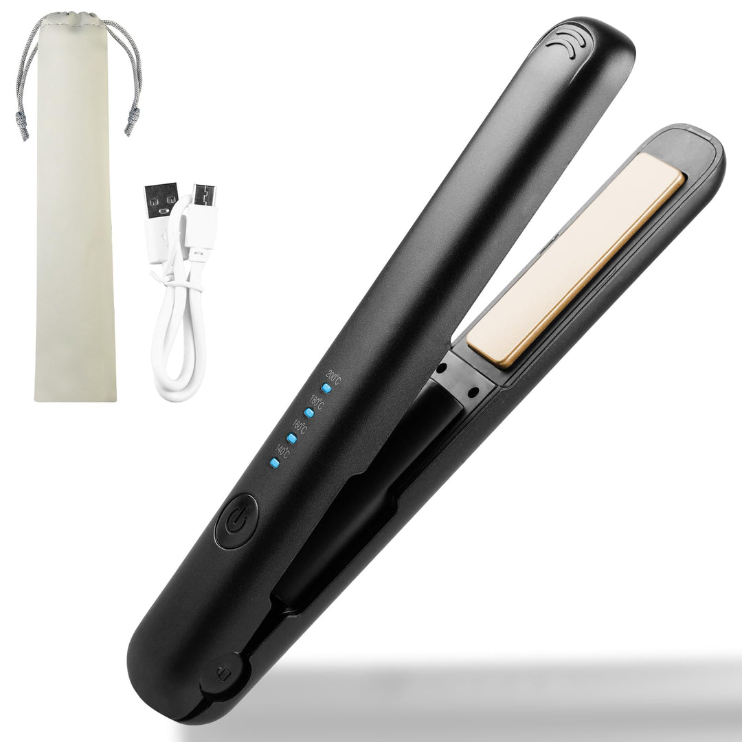 Mini 2-in-1 kabelloses Glätteisen und Lockenstab für Kurze, lockiges und langes Haar - tragbarer Rei