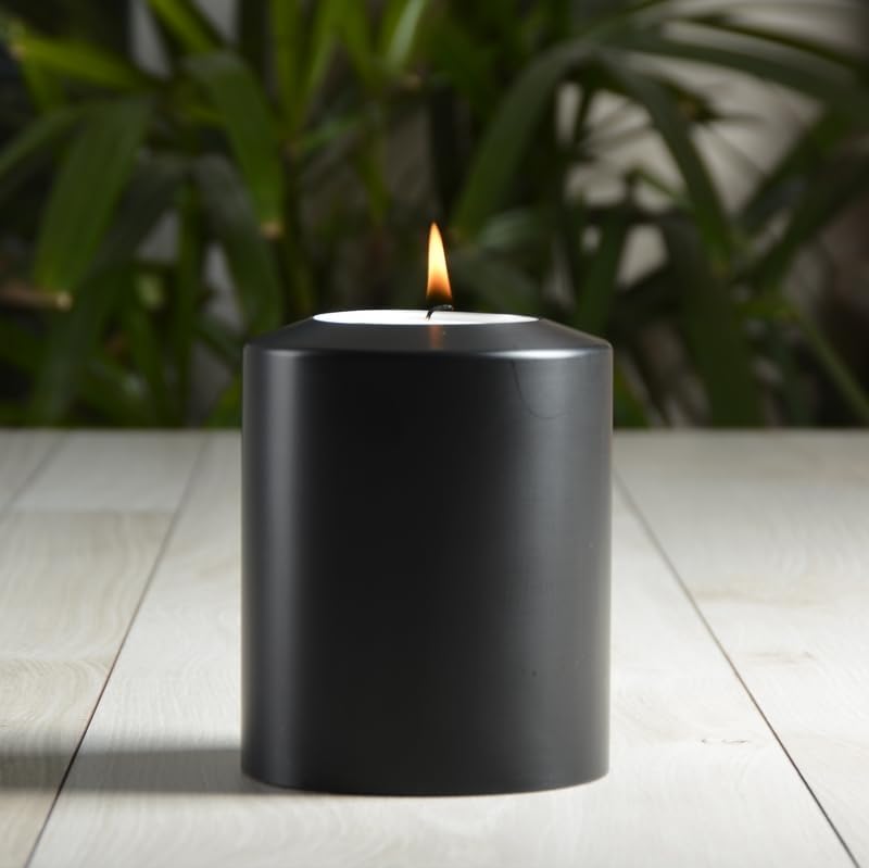 Sin! Teelichthalter Classic schwarz- ∅ 8 cm - Höhe 15 cm, Dauerkerze mit Teelicht in Kerzenform - Te
