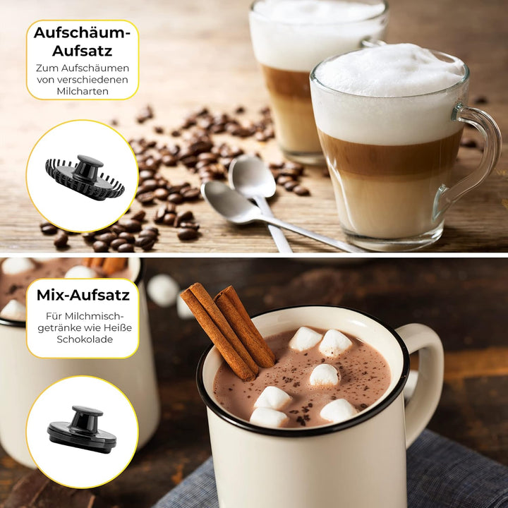 KLAMER elektrischer Milchaufschäumer, Milchaufschäumer elektrisch (250/500 ML), heisser und kalter M