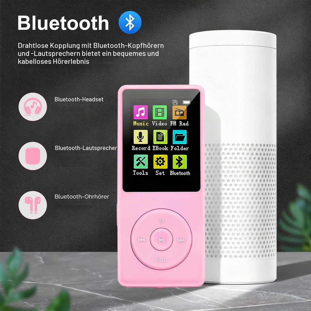 128 GB MP3-Player mit Bluetooth 5.0, COVVY Tragbarer digitaler Musikplayer mit integriertem HD-Lauts