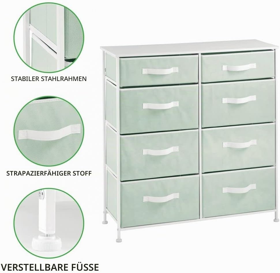 mDesign Kommode mit 8 Schubladen für Spielzeug und Kleidung – stabiler Schubladenschrank für das Kin