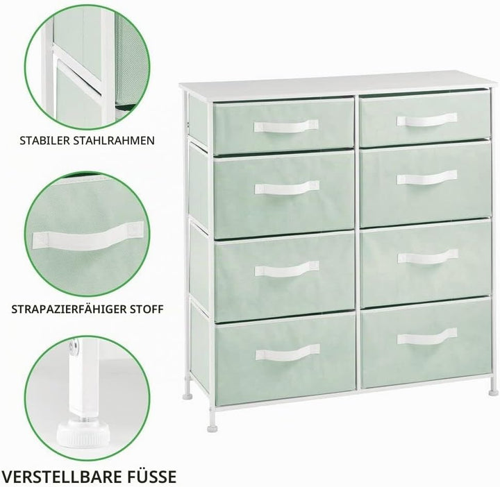 mDesign Kommode mit 8 Schubladen für Spielzeug und Kleidung – stabiler Schubladenschrank für das Kin