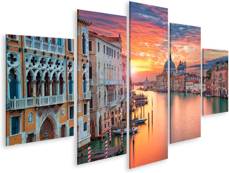 Bild auf Leinwand Venedig im Sonnenlicht Canale Grand Gondoliere Wandbild Poster Kunstdruck Bilder F