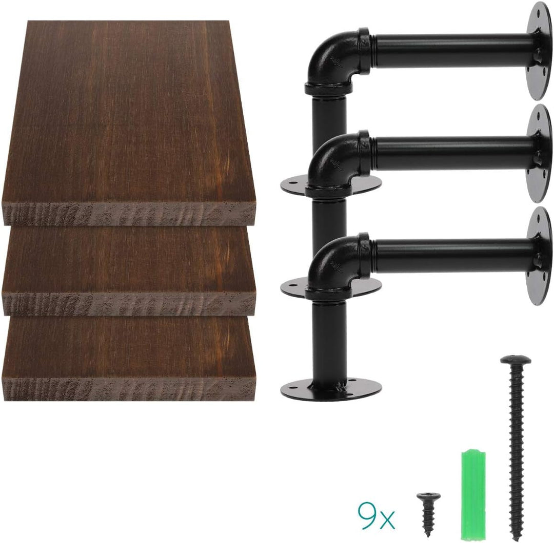 Navaris Wandregal Regal aus Holz und Metall - 3er Set Schweberegal Hängeregal - Ablage für Bilderrah