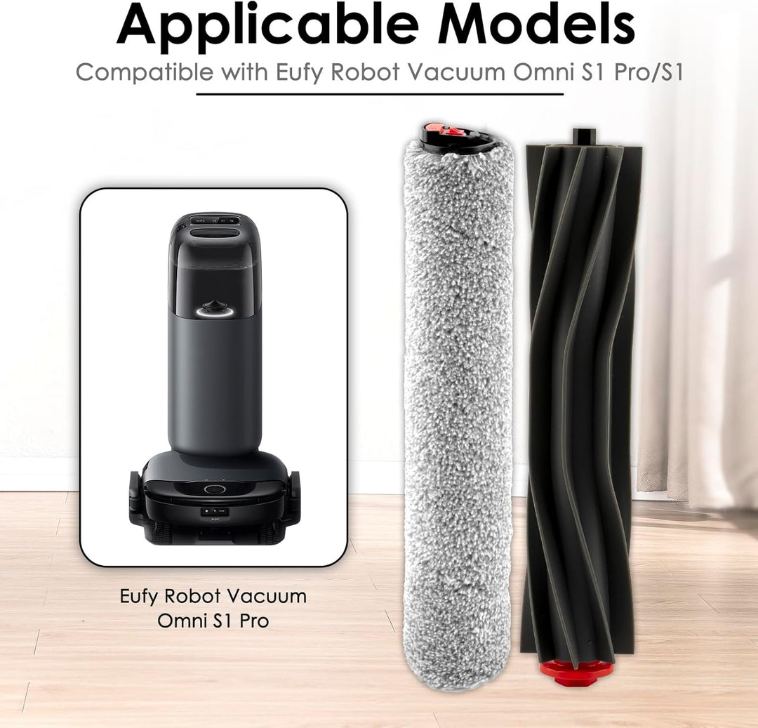 (2 Stück) Omni S1 Pro Ersatzbürstenrollen für den Eufy Omni S1 Pro Saugroboter, 1 Gummibürstenrolle,