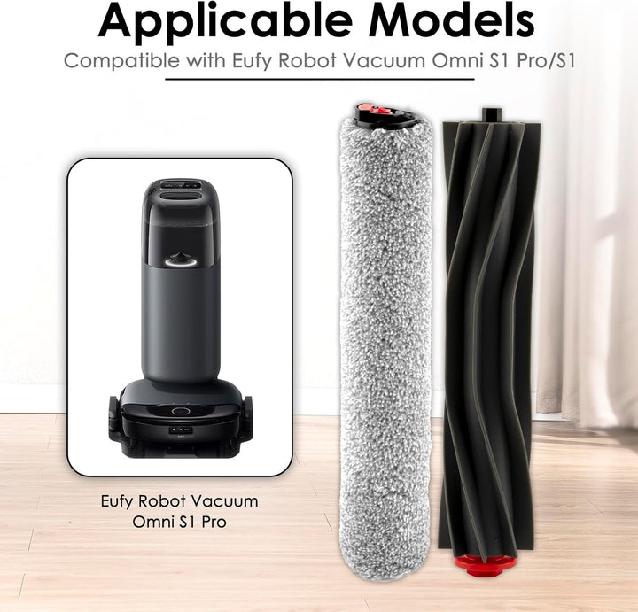 (2 Stück) Omni S1 Pro Ersatzbürstenrollen für den Eufy Omni S1 Pro Saugroboter, 1 Gummibürstenrolle,
