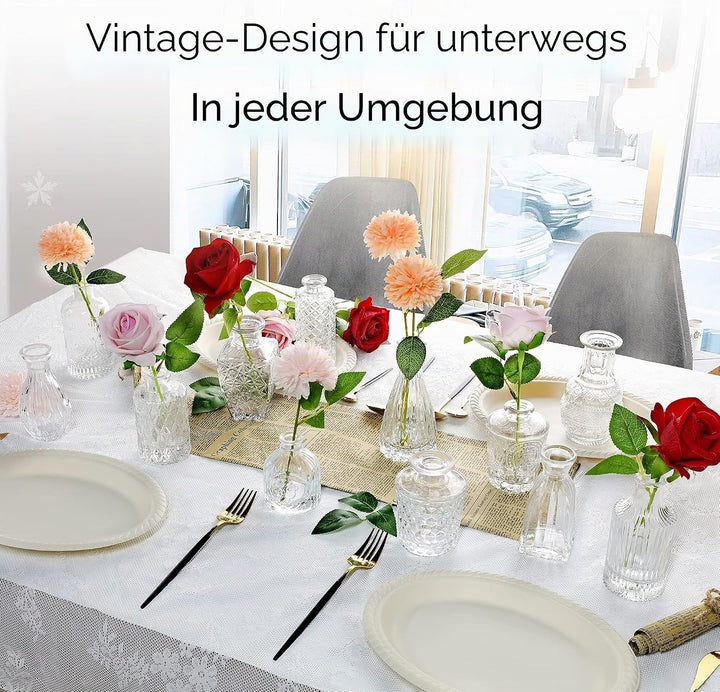 Kleine Glasvase Knospenvase Grosspackung Set mit 24 Mini-Vintage-Blumenflaschen Zarte Glasblumenvase
